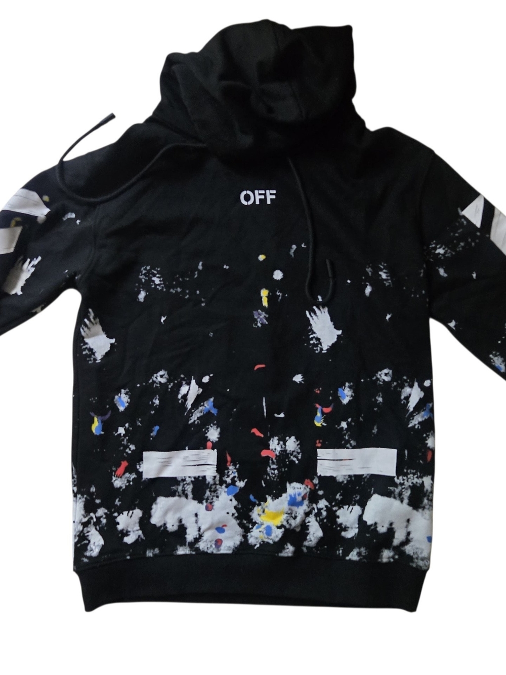 Black Paint-Splatter Pullover Hoodie